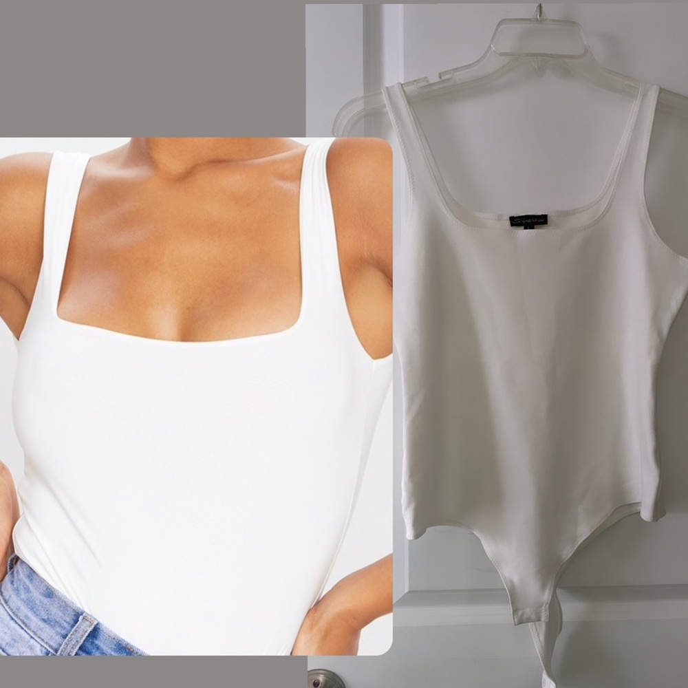 Large shinestar bra friendly white bodysuit